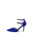 Pointed Toe Crystal Buckle Strap High Heels