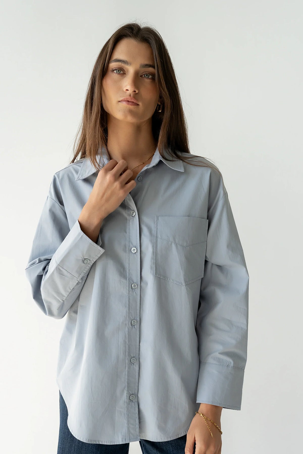 Markell Oversized Button Up in Blue