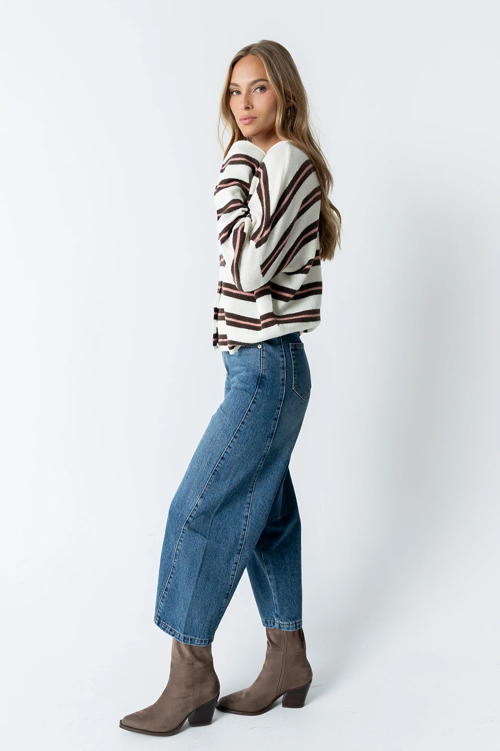 Mariah Striped Cardigan in Ivory FINAL SALE