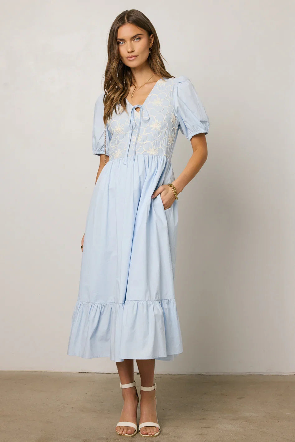 Jozette Floral Midi Dress in Blue FINAL SALE