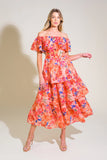 STROLL THE AVENUES MIDI DRESS PEACH FINAL SALE