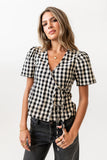 Callie Gingham Blouse in Black