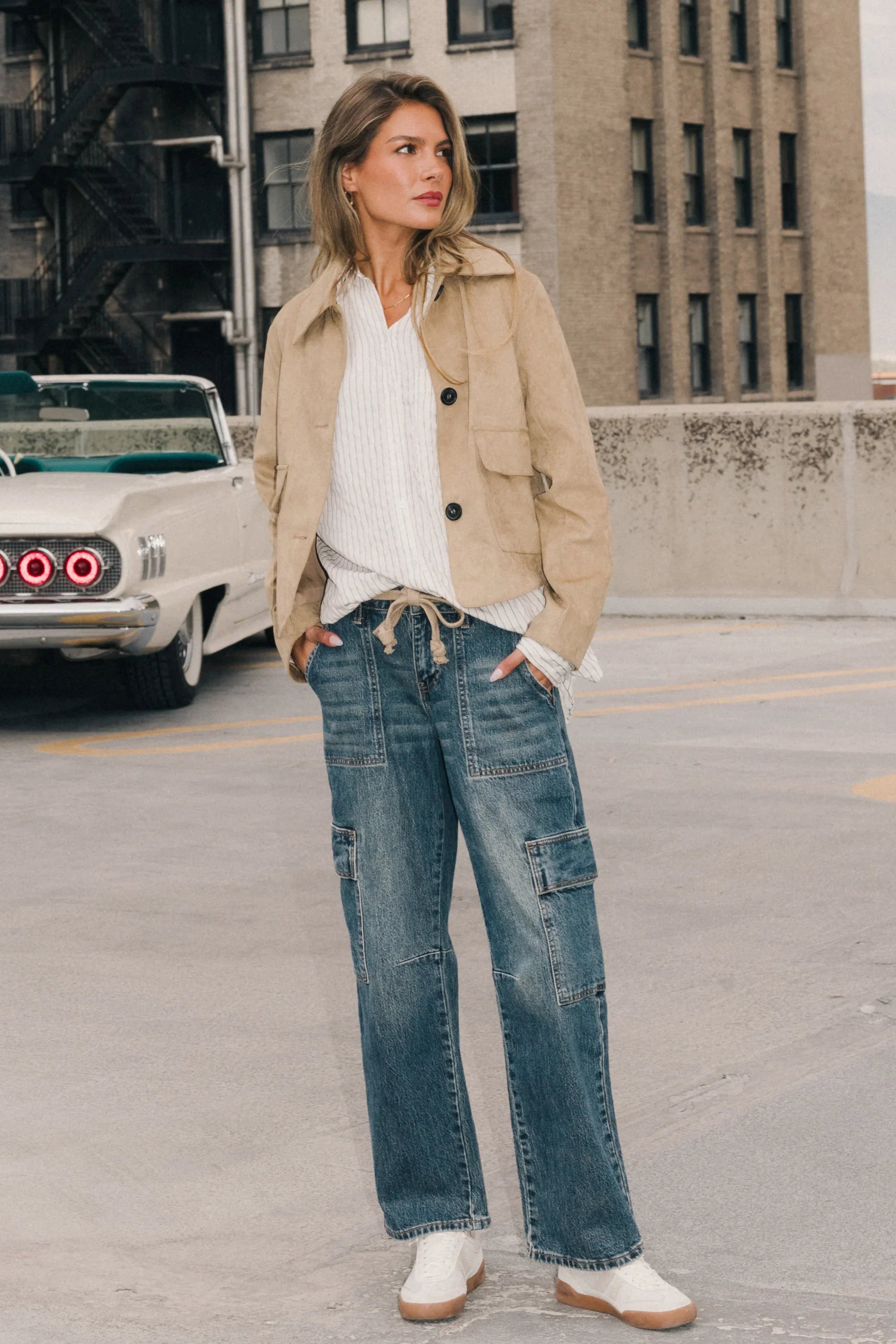 Aden Suede Jacket in Khaki FINAL SALE