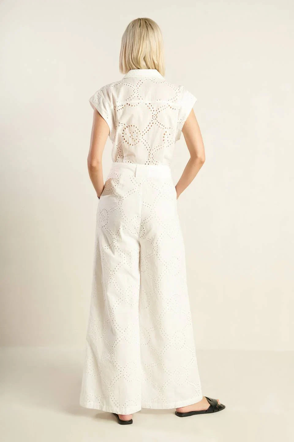 KNOW BETTER WHITE EYELET JUMPSUIT