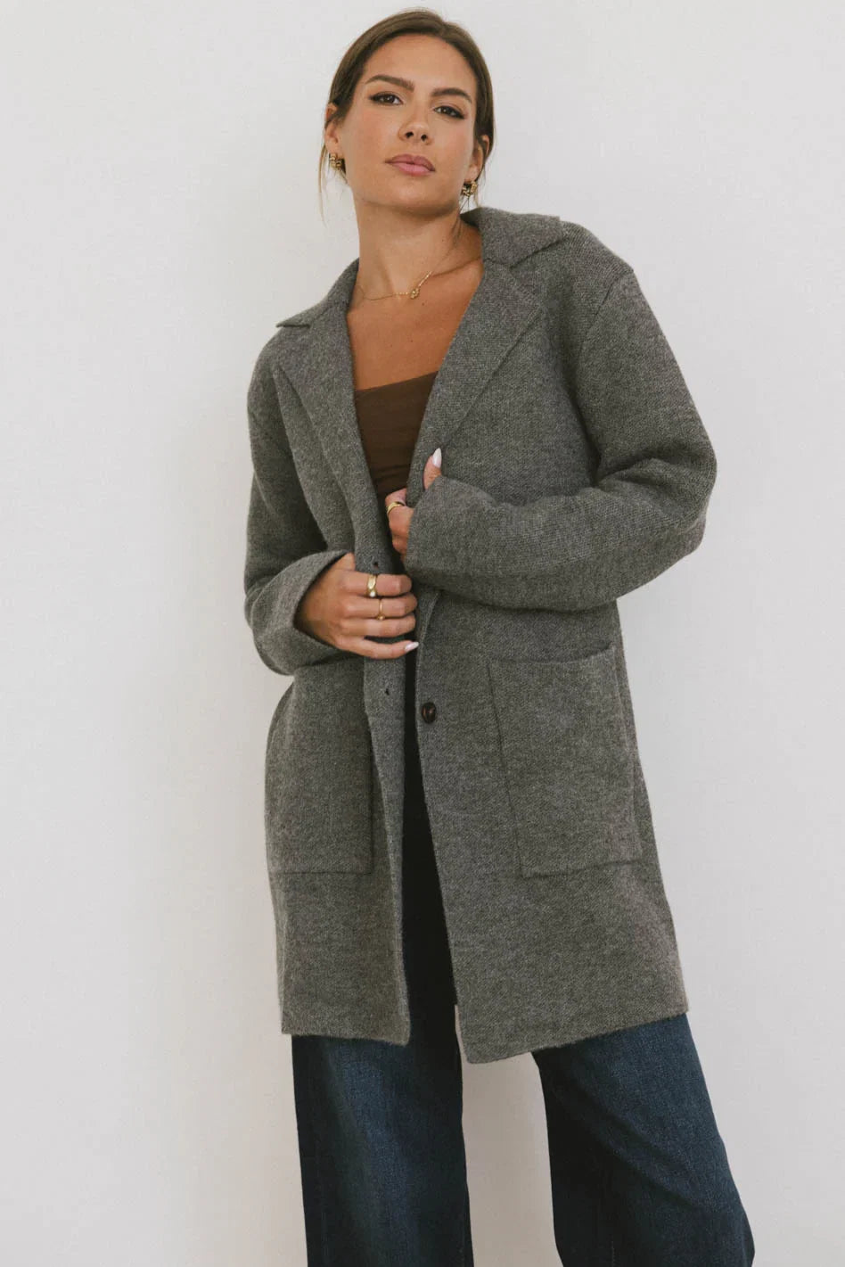 Micha Knitted Cardigan in Charcoal FINAL SALE