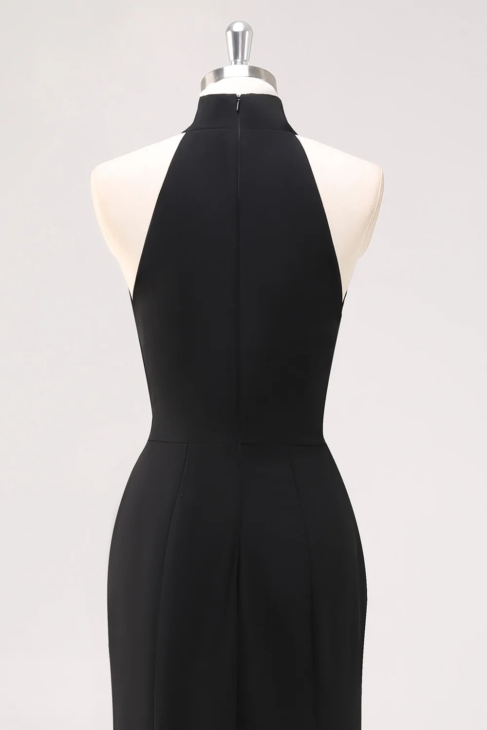 Black Mermaid Halter Neck Ruffled Long Formal Dress with Slit