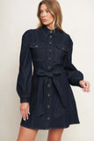 AUTUMN DAYS DARK INDIGO DENIM MINI DRESS