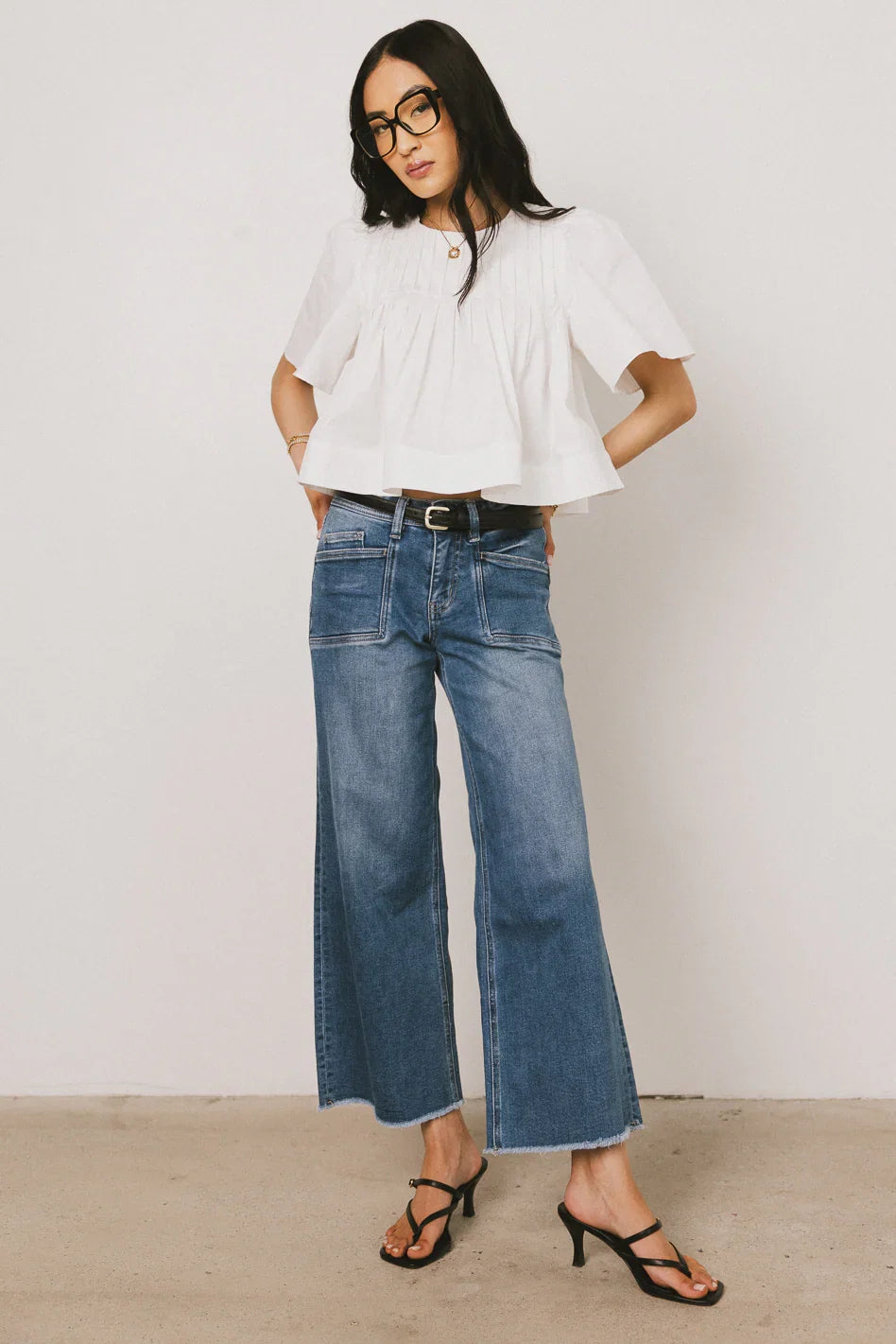 Isha Pleated Top in White FINAL SALE