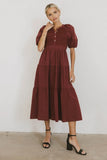 Leandra Midi Dress in Burgundy FINAL SALE