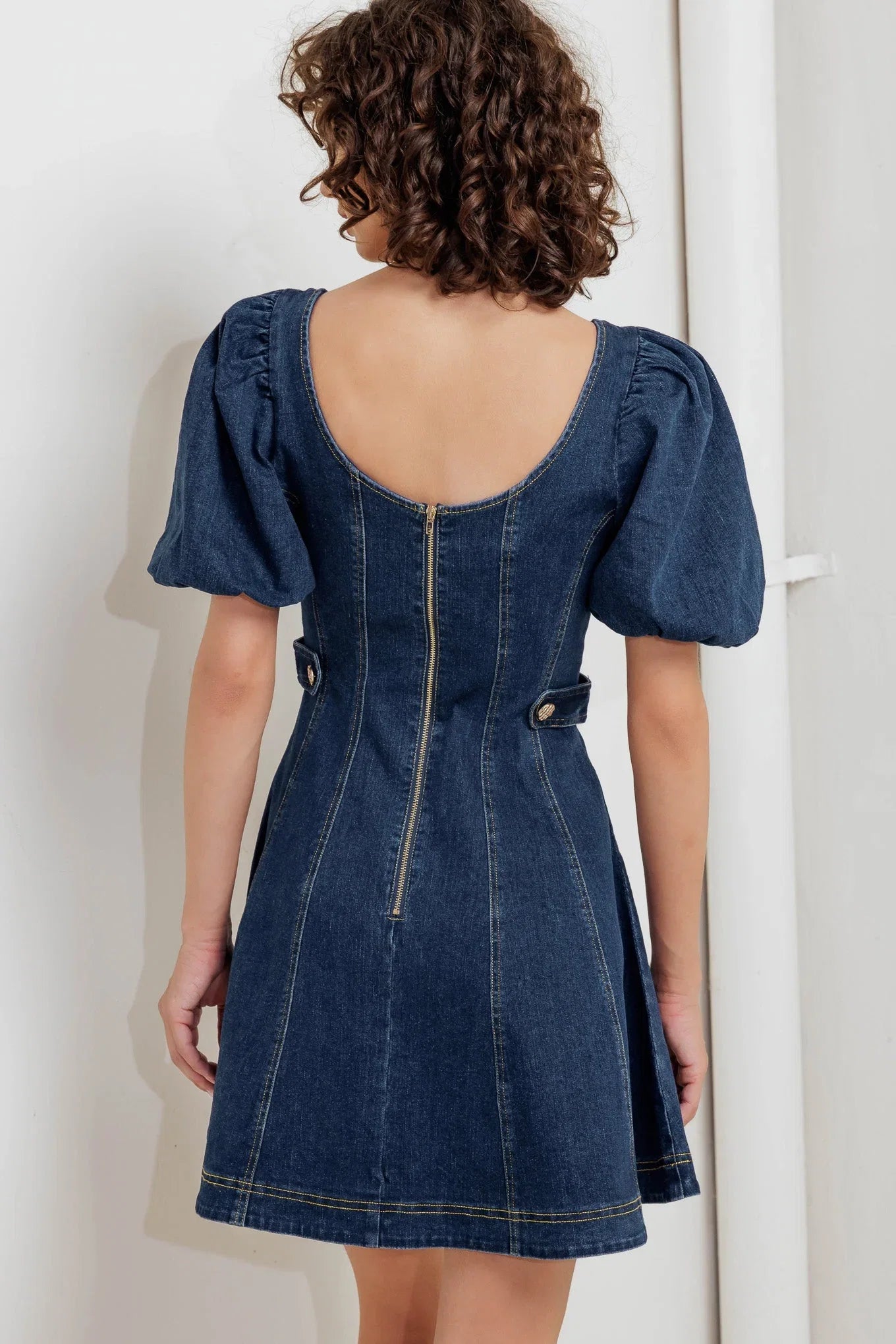 PUFF PLAY DENIM MINI DRESS FINAL SALE