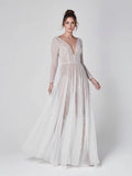 Bohemian A Line Sparkly Sequined Luxury Wedding Dresses