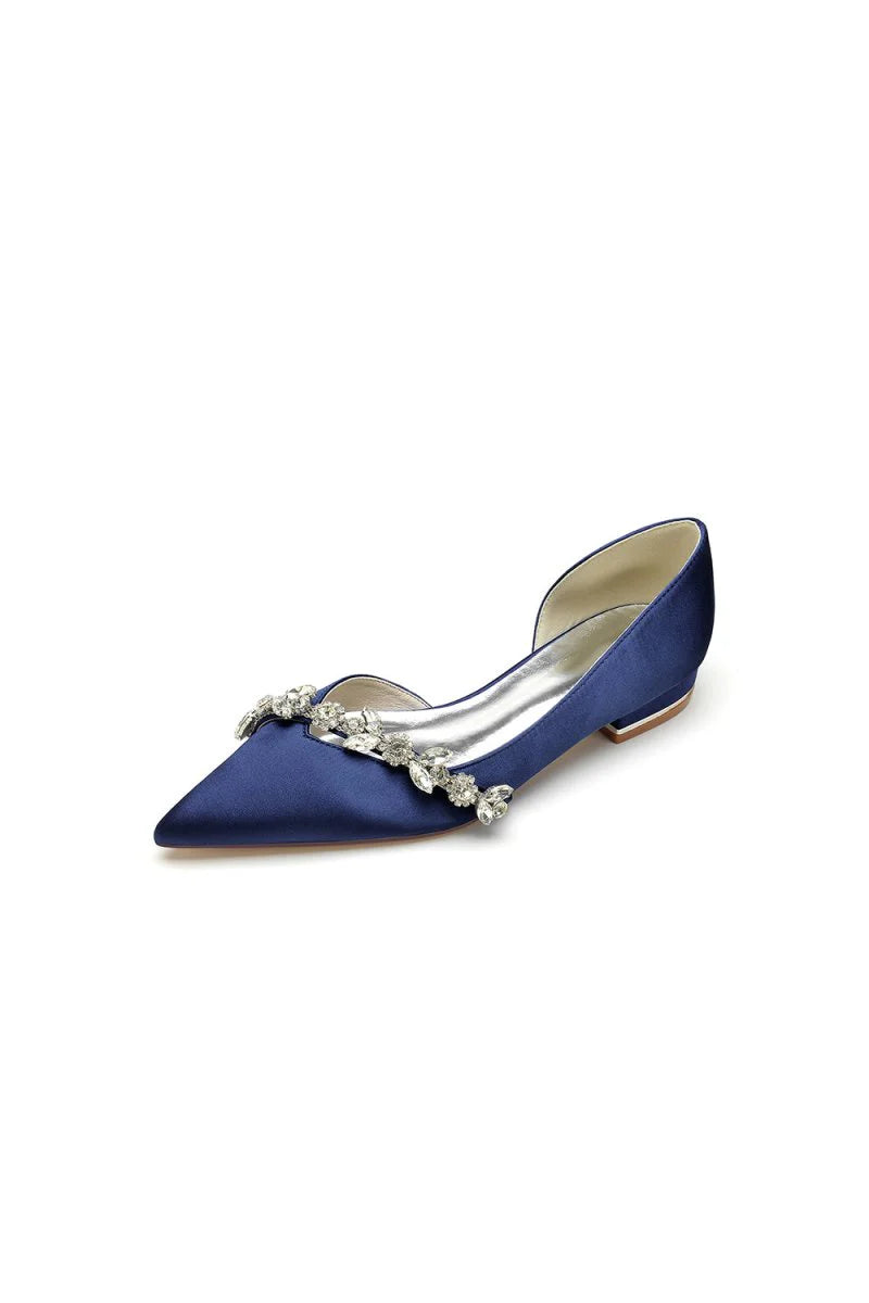 Chic Rhinestone Pointed Toe Kitten Heels