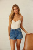 Layla Distressed Denim High Rise Duster Shorts in Ashley Blue