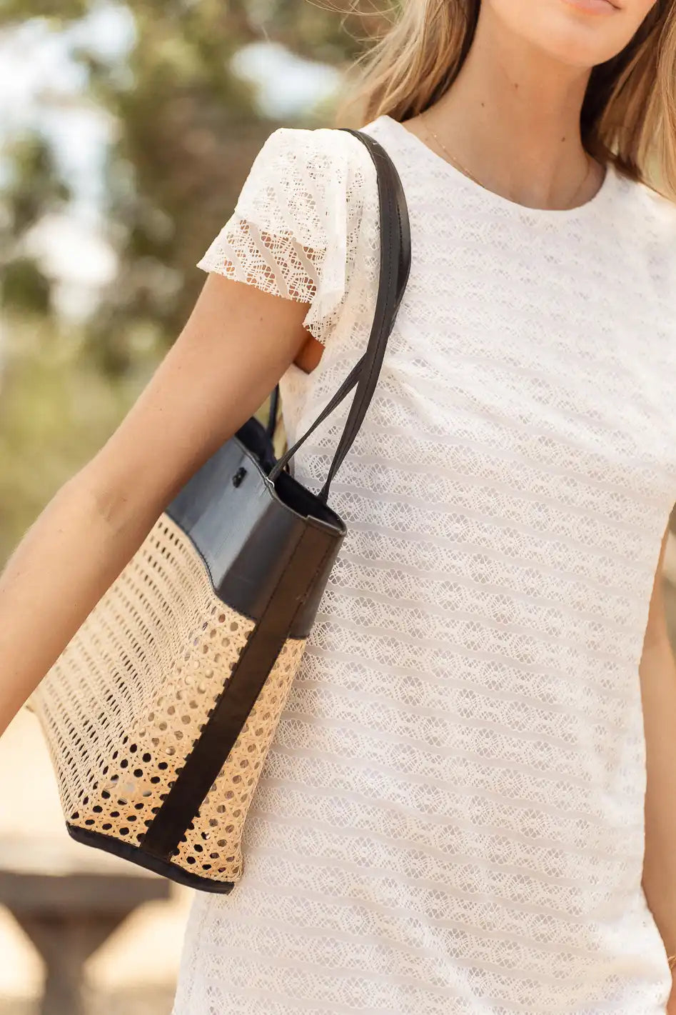 Ellie Wicker Tote in Black FINAL SALE