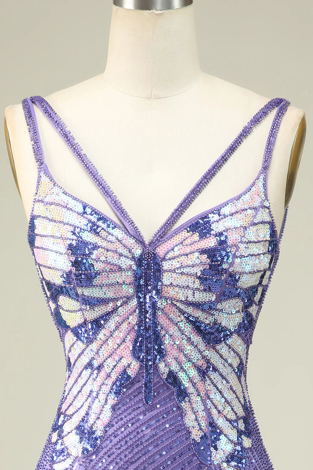 Sparkly Purple Sheath Sequins Short Homecoming Dress with Lace Up Back