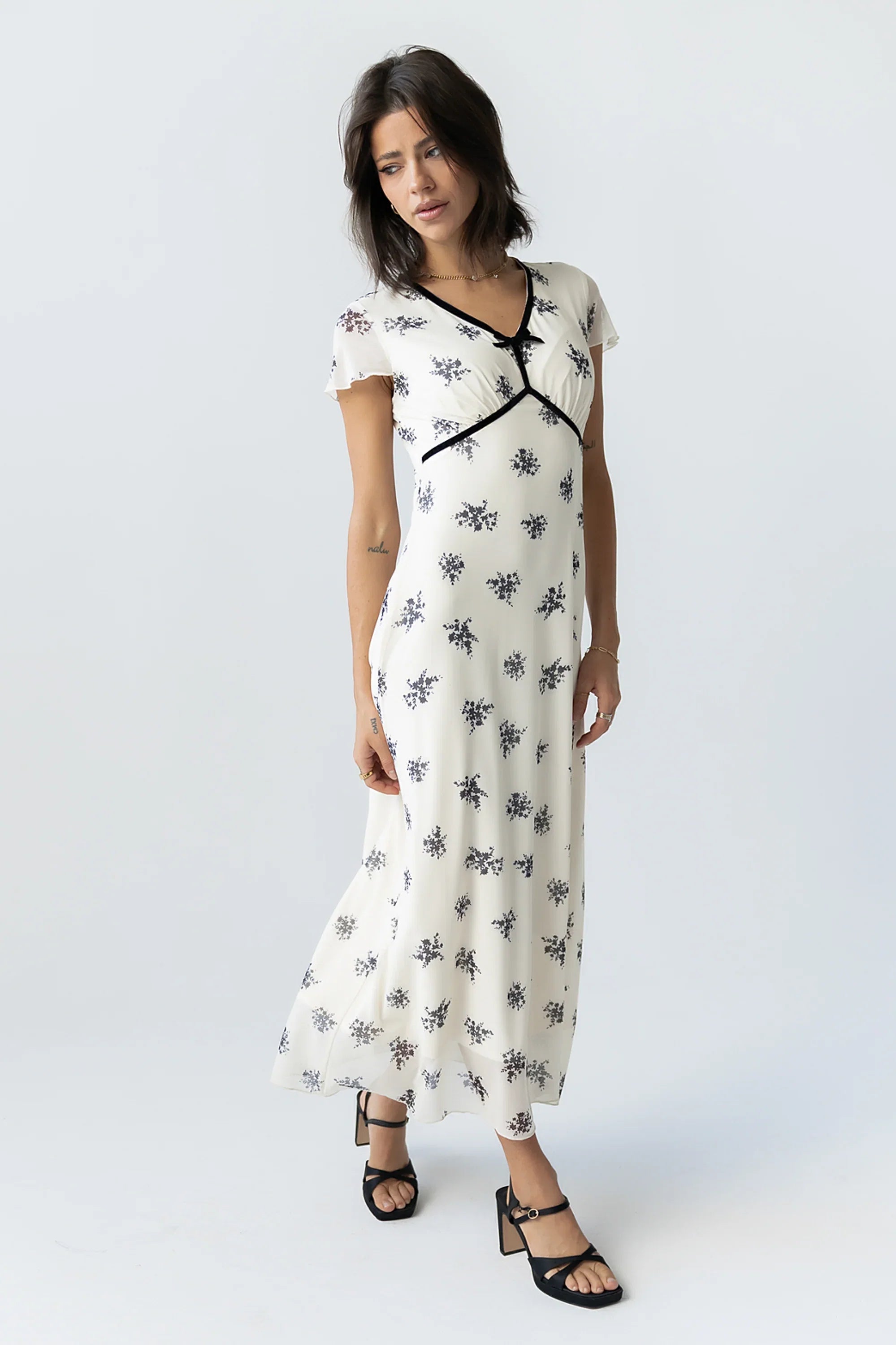 Neo Mesh Maxi Dress in Ivory