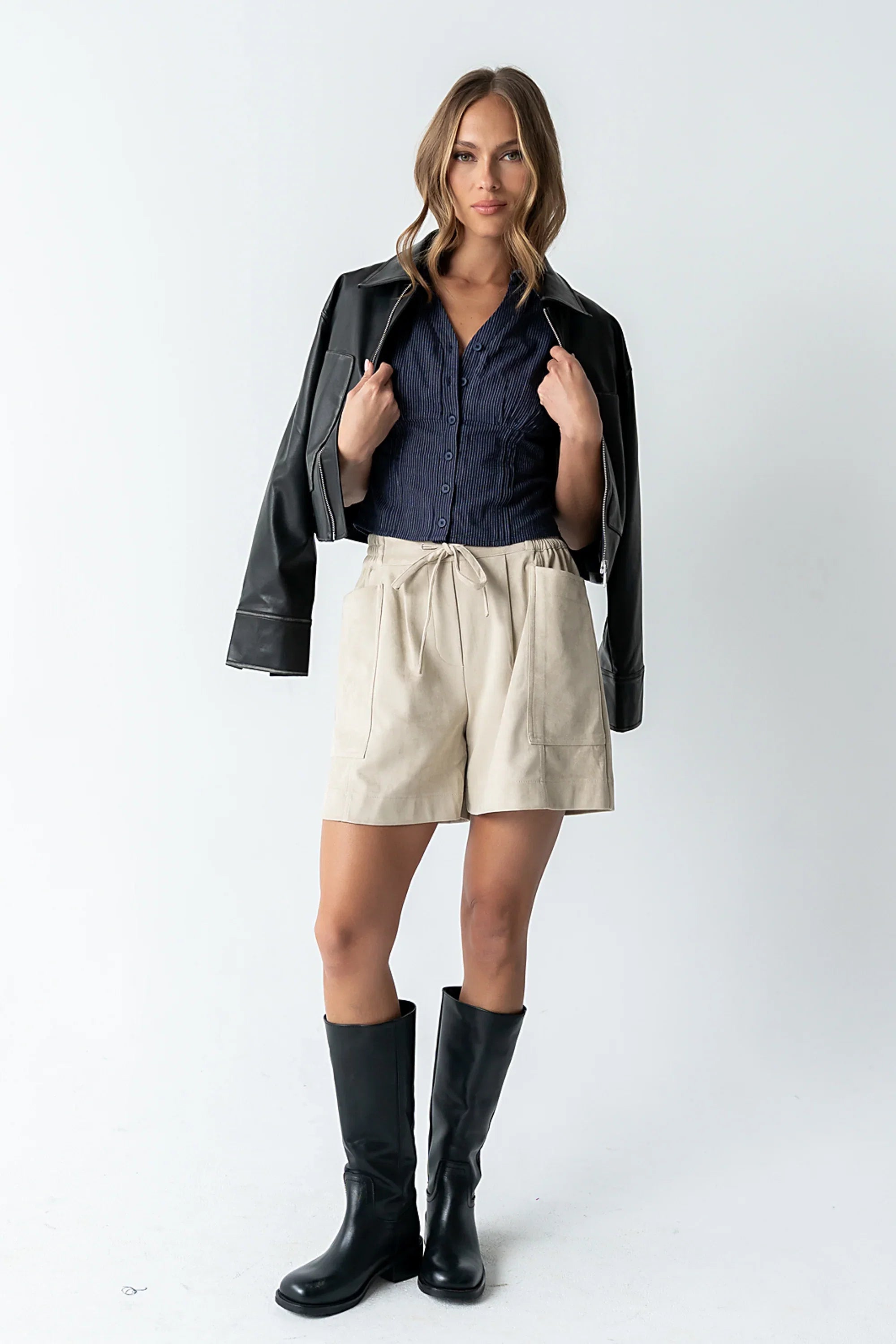 Lacie Striped Blouse in Navy