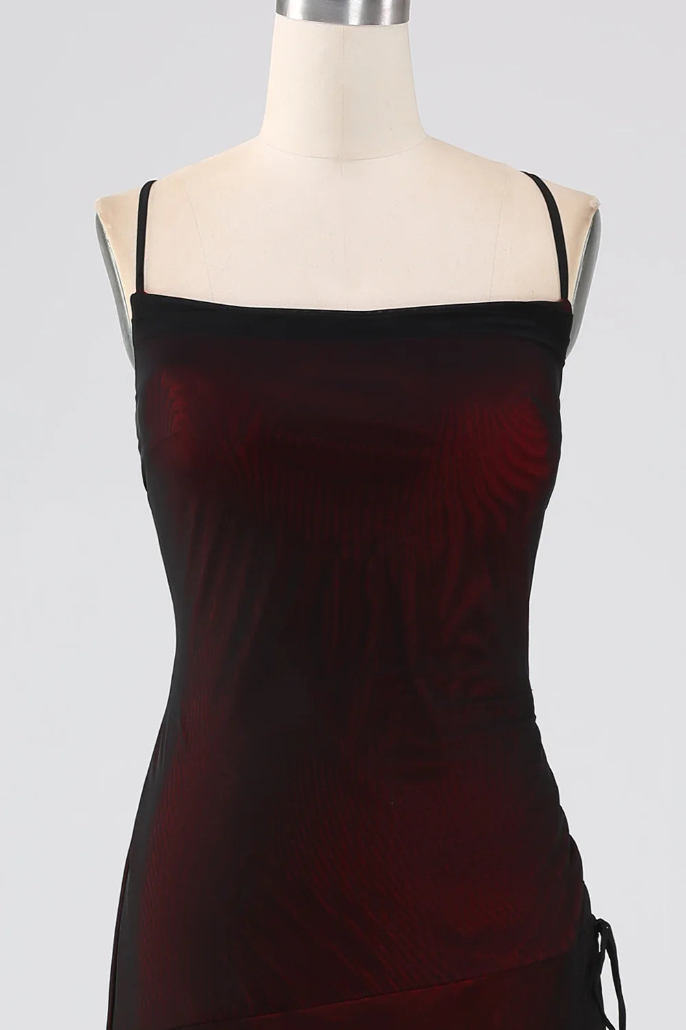 Black Pink Sheath Spaghetti Straps Floor Length Bridesmaid Dress With Elasticity