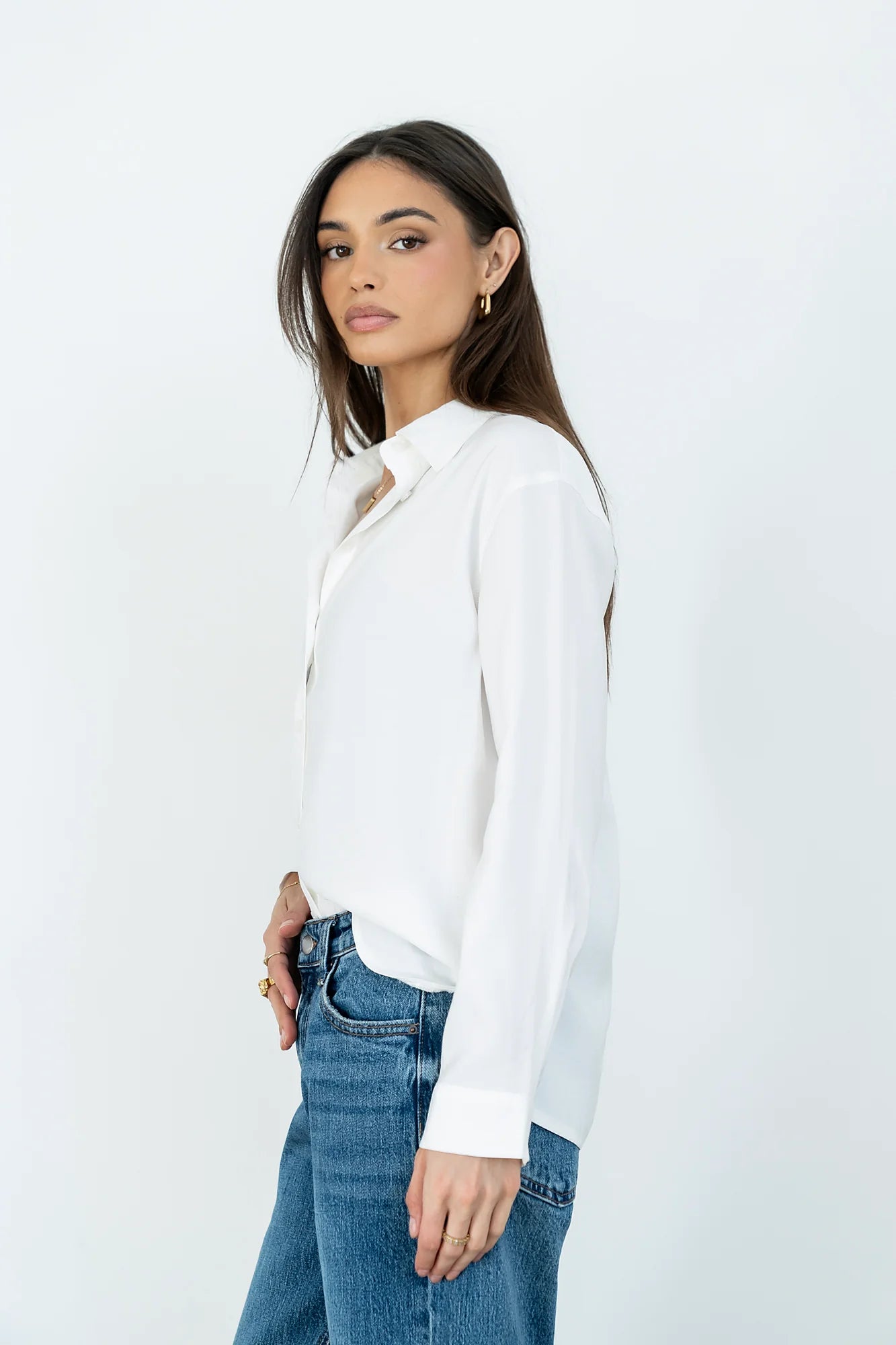 Tacie Button Up in White