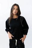 Malinda Mixed Media Top in Black FINAL SALE