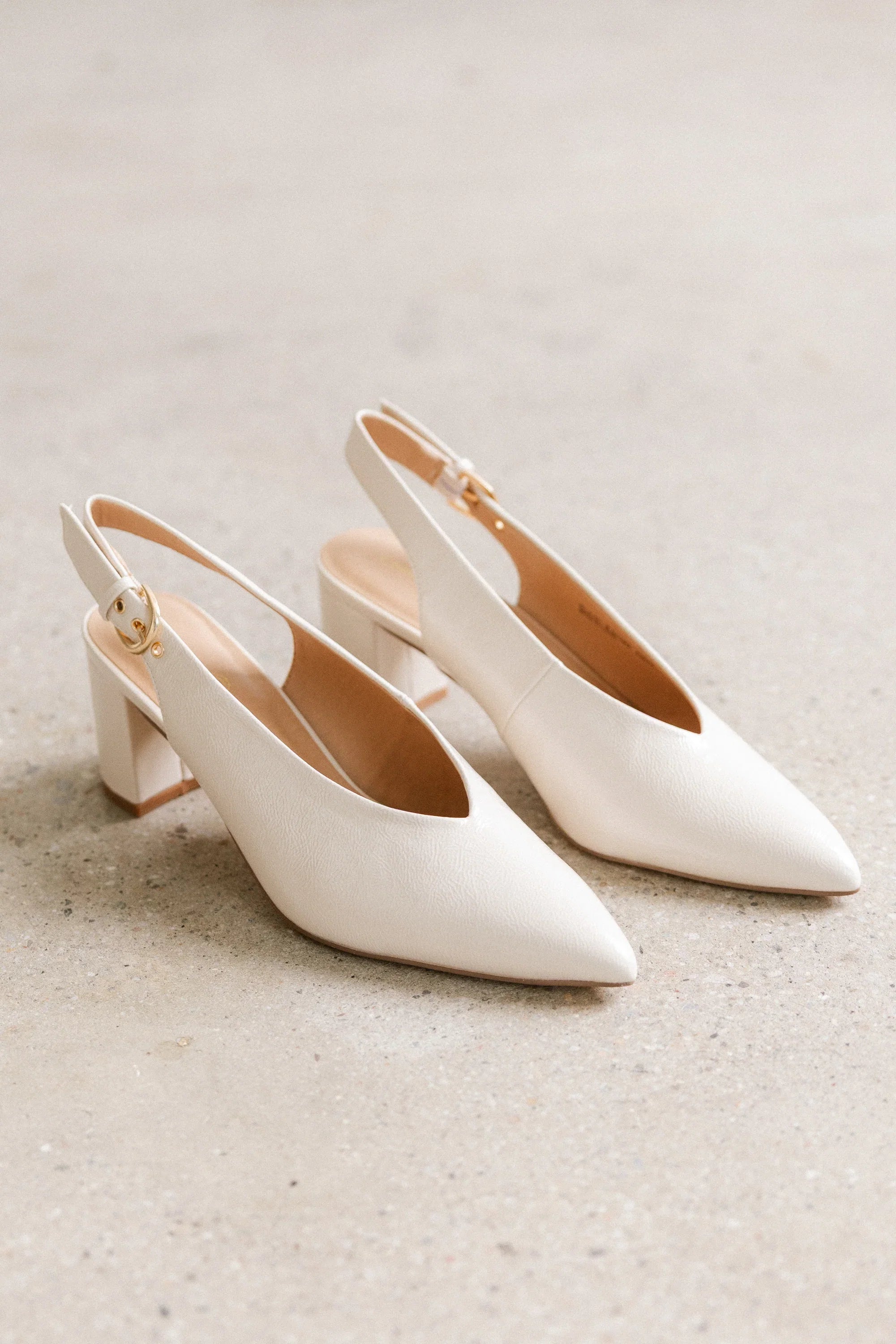 Candice Slingback Heels in Cream FINAL SALE