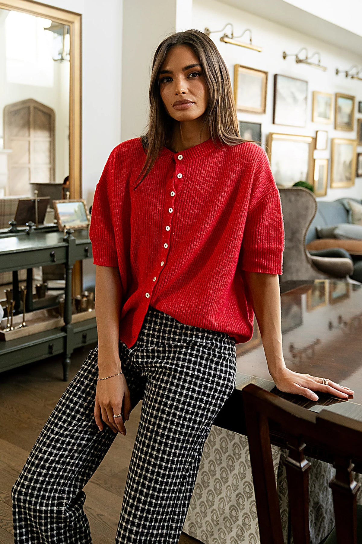 Leah Knit Cardigan in Red FINAL SALE