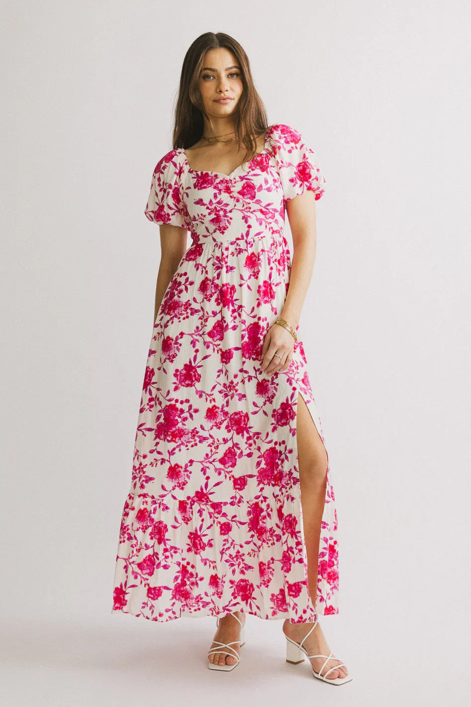 Mellanie Floral Maxi Dress in Fuchsia FINAL SALE