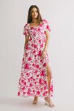 Mellanie Floral Maxi Dress in Fuchsia FINAL SALE