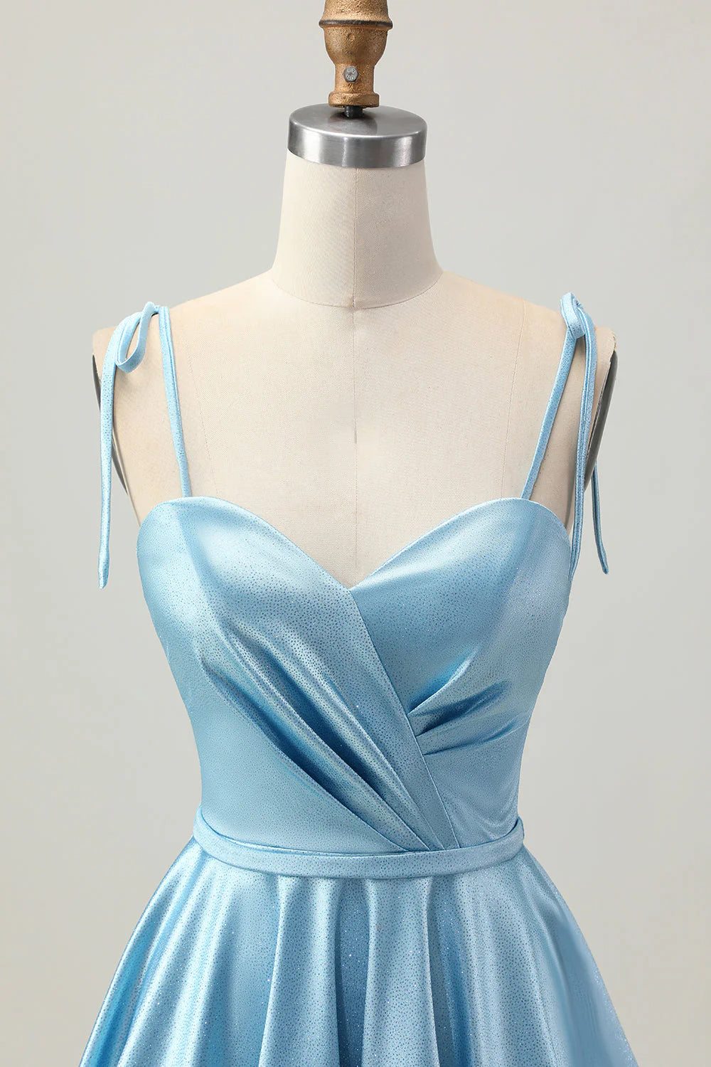 Blue A Line Spaghetti Straps Short Satin Homecoming Dress
