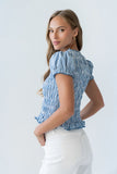 Ruth Smocked Top in Blue
