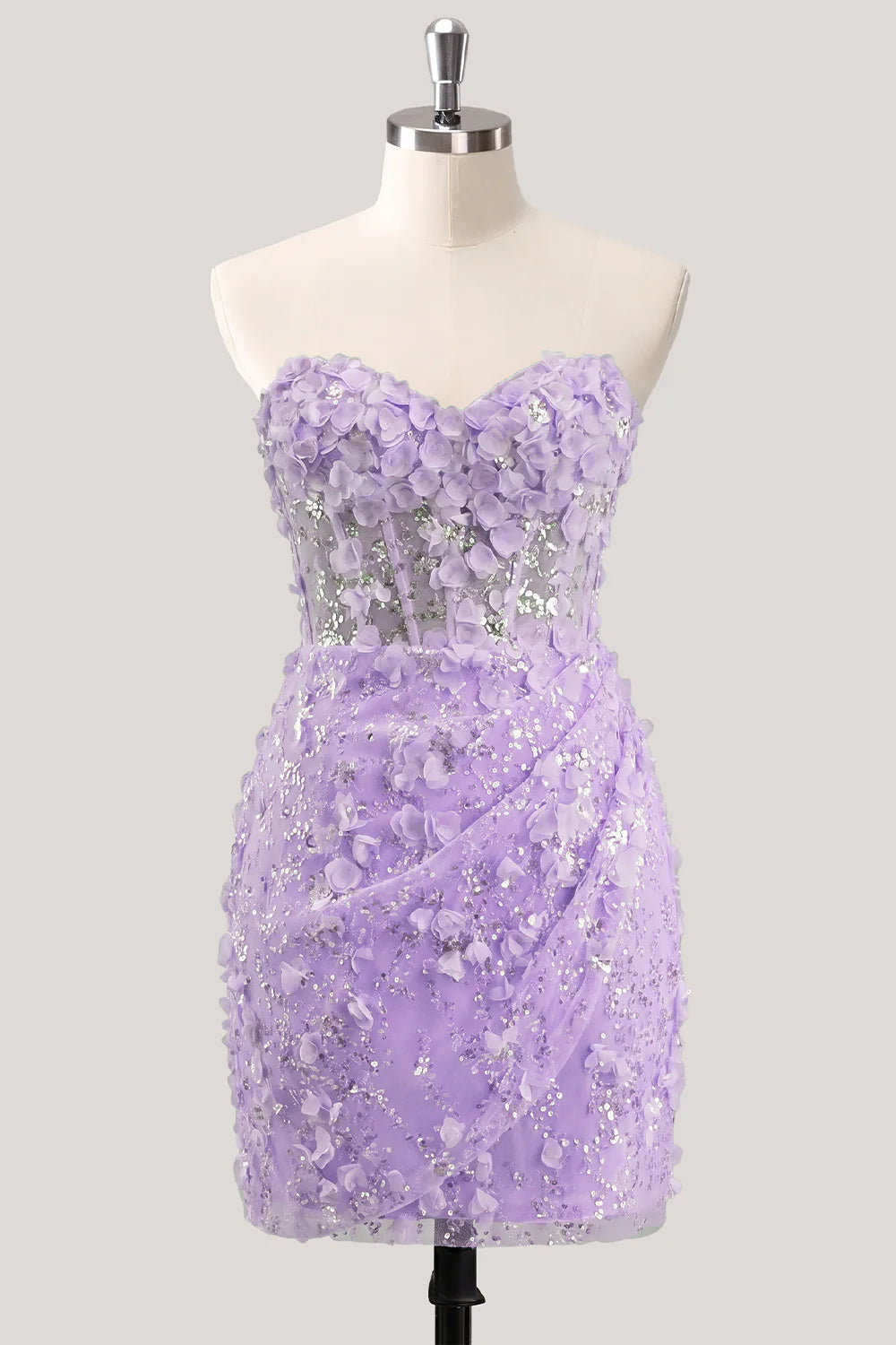 Bodycon Corset Strapless Sequin Light Blue Homecoming Dress