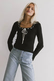 Swenn Ribbed Top in Black