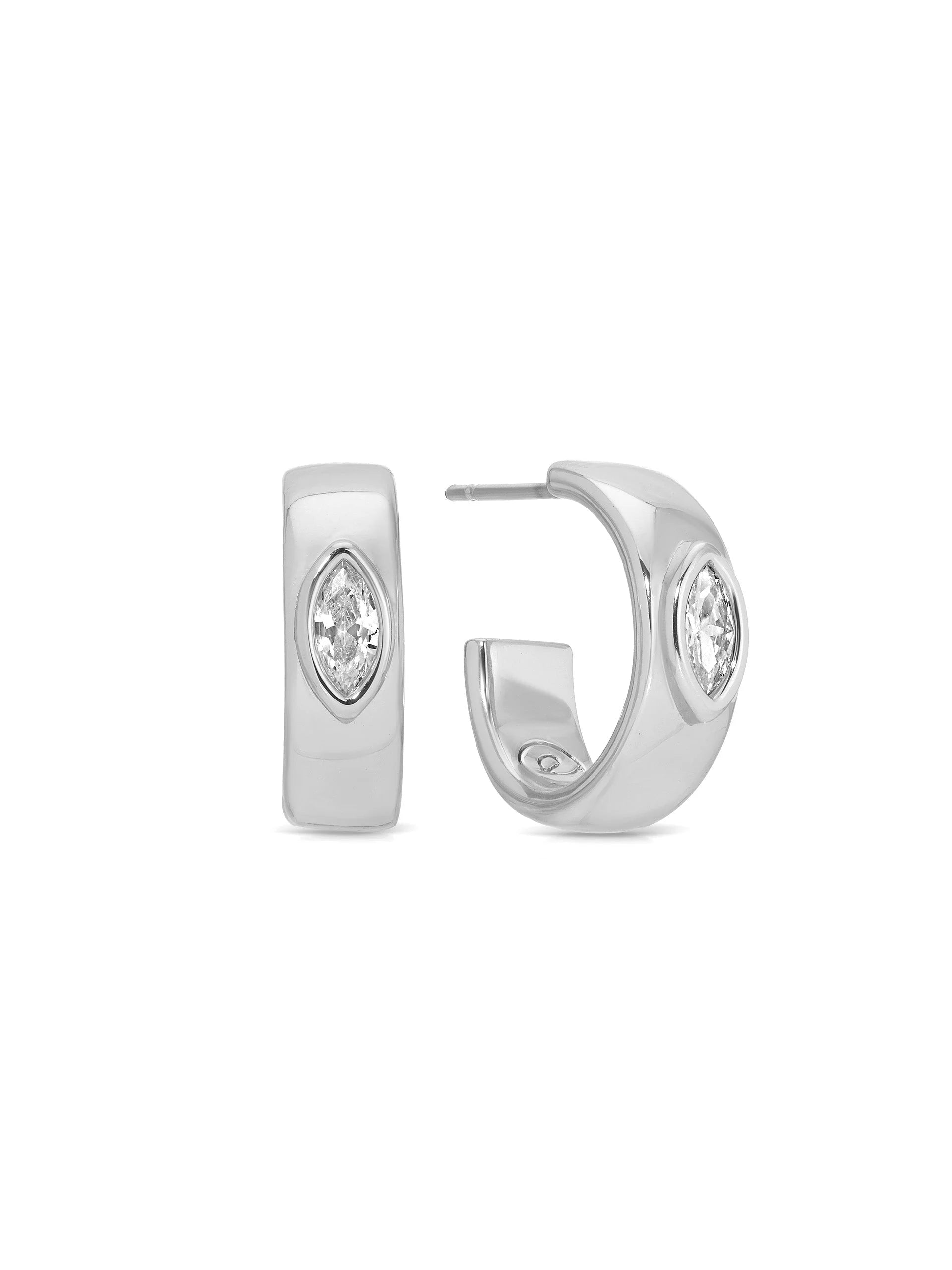 Small Marquise Crystal Hoop Earrings