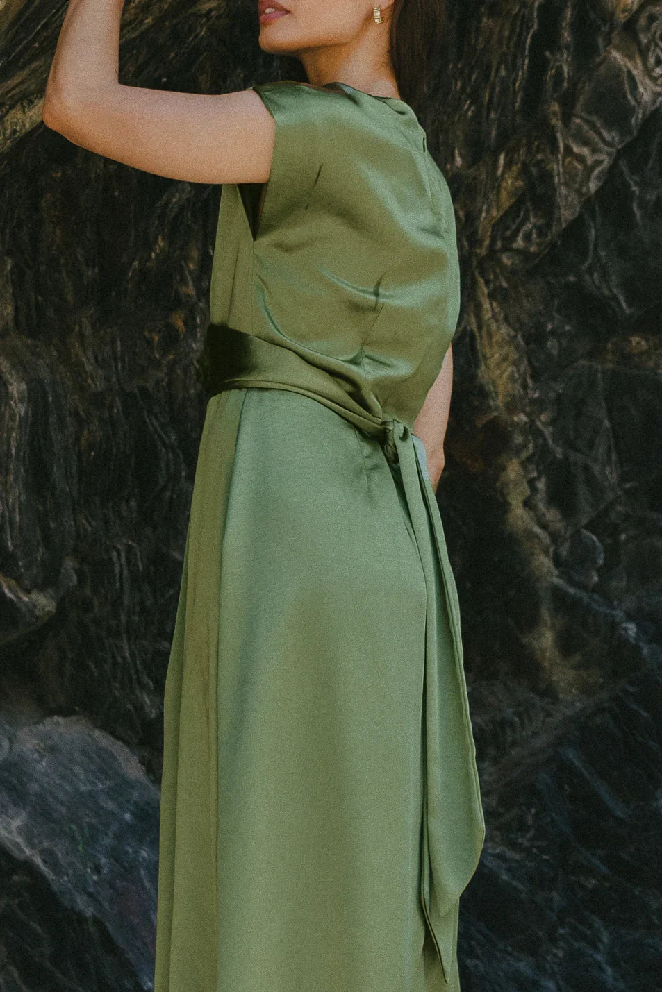 Rosalind Midi Dress in Moss FINAL SALE