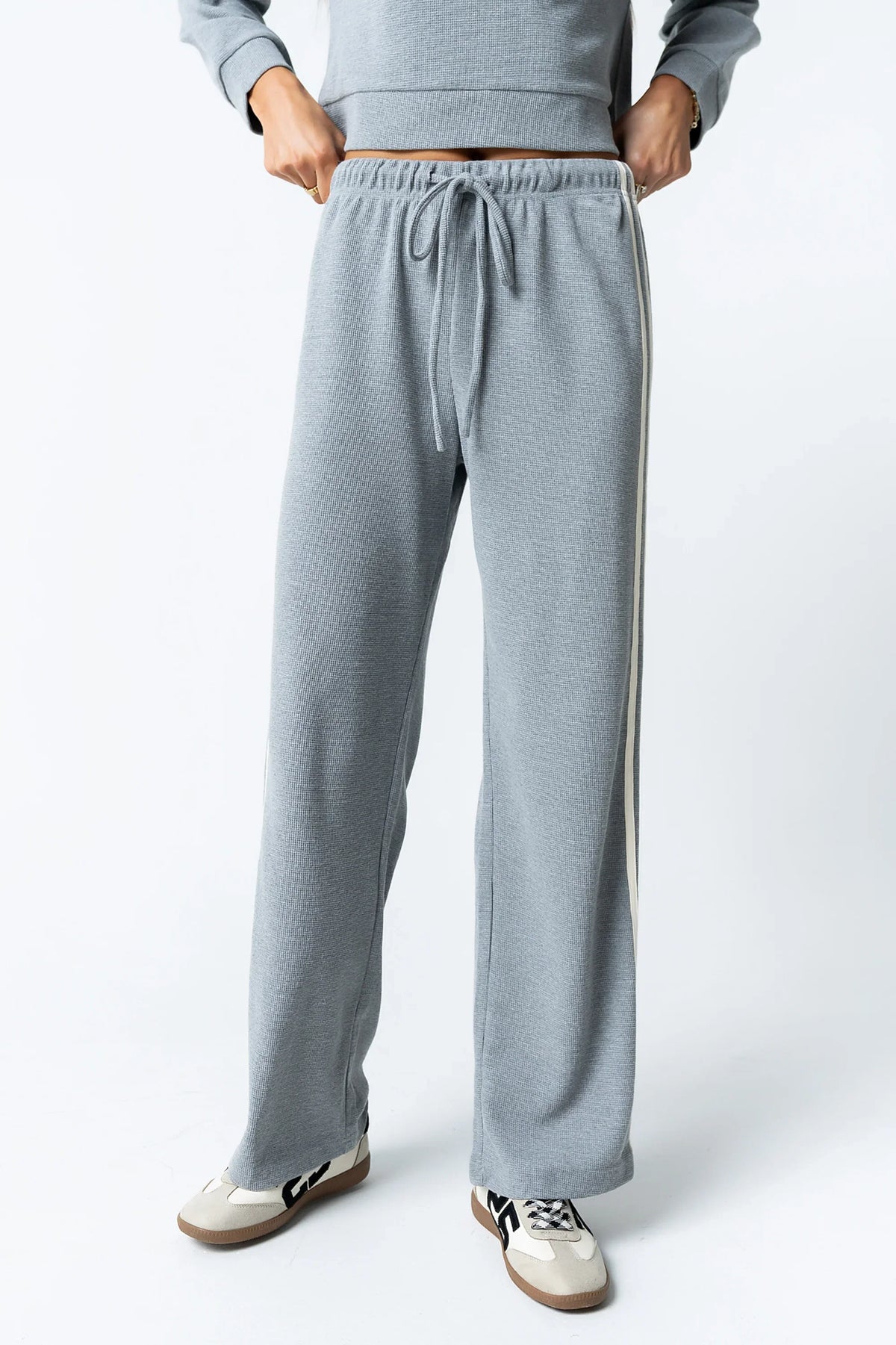 Kourtney Waffle Knit Pants in Grey