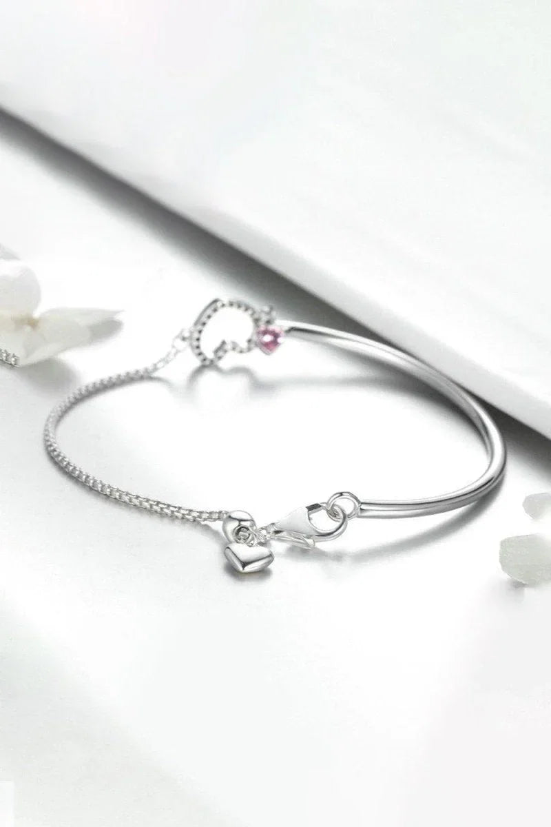 Heart Charm Bracelet in Sterling Silver
