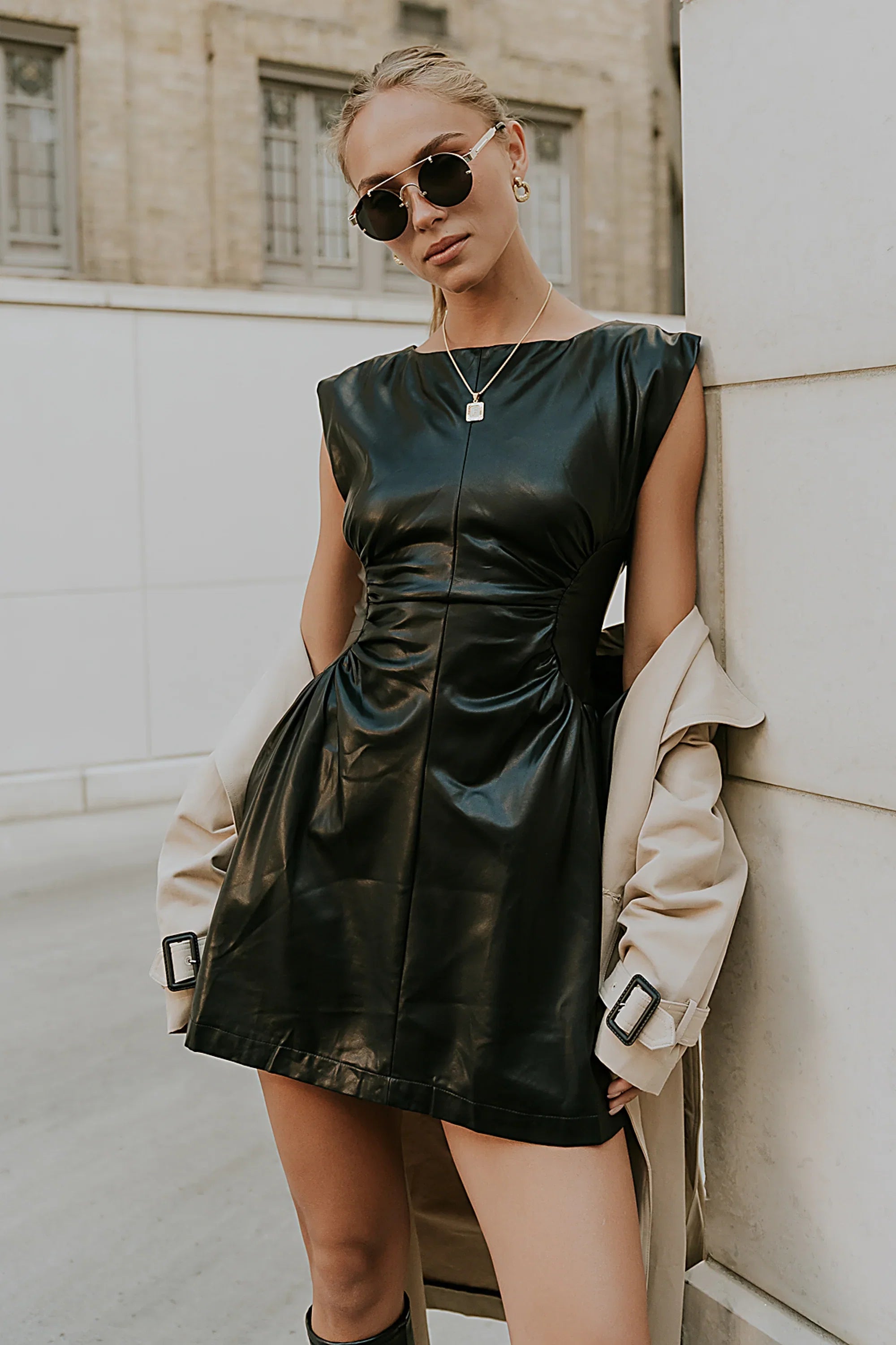 Xiomara Vegan Leather Mini Dress FINAL SALE