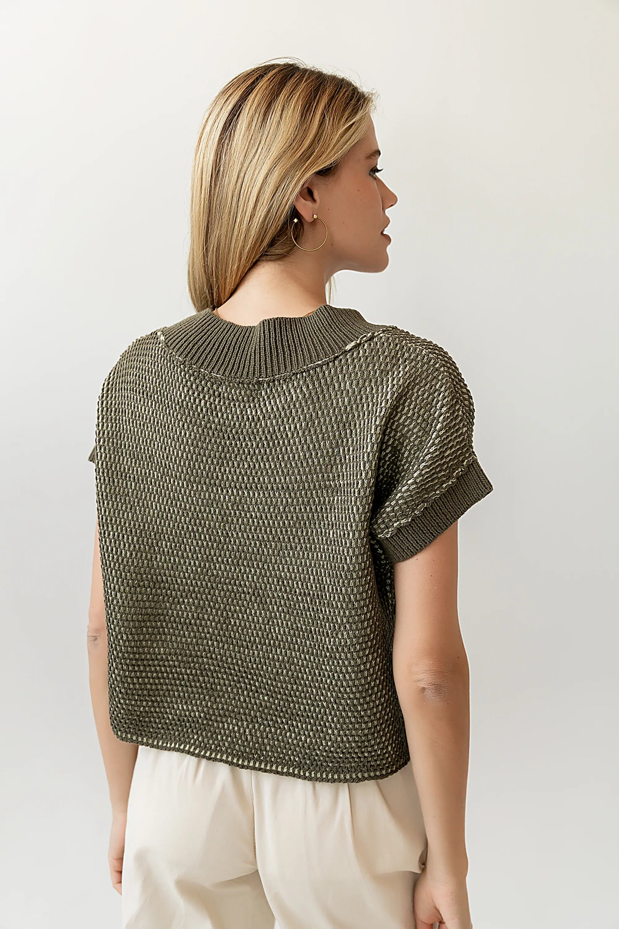 Saige Contrast Sweater in Olive FINAL SALE
