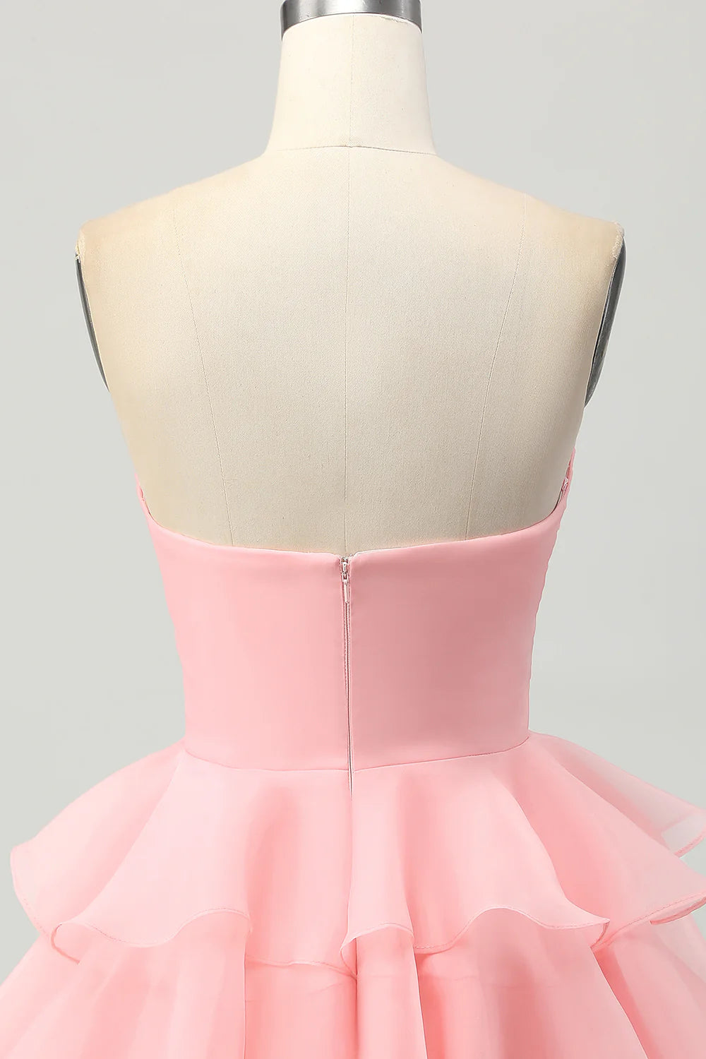 Blush A Line Tiered Strapless Cut Out Short Homecoming Dress with 3D Flower