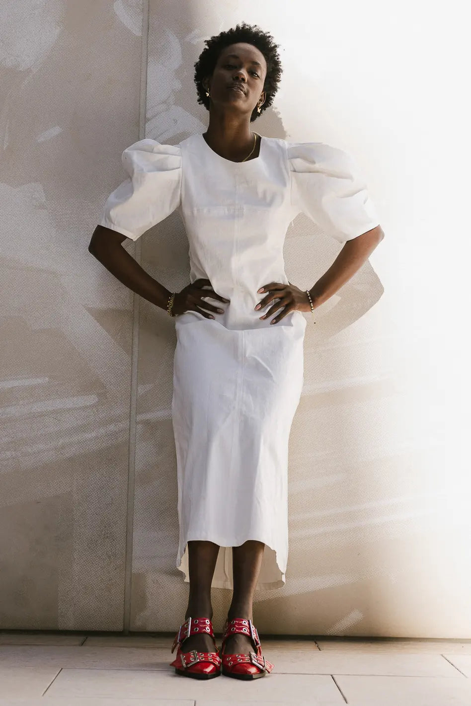 Campbell Denim Dress in Cream FINAL SALE