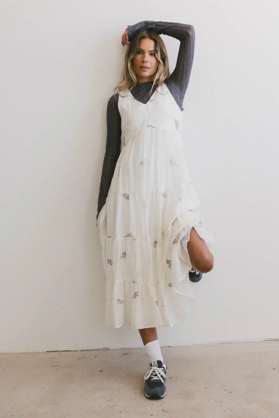 Ari Embroidered Floral Midi Dress FINAL SALE