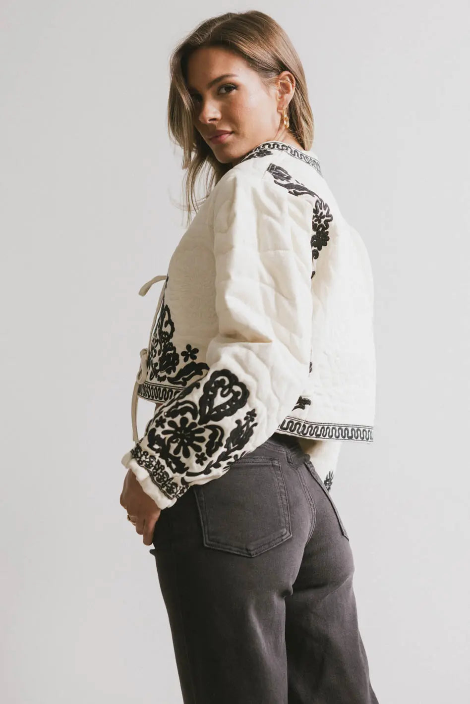 Benja Embroidered Jacket in Ivory FINAL SALE