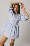 Oliver Collared Mini Dress in Blue FINAL SALE