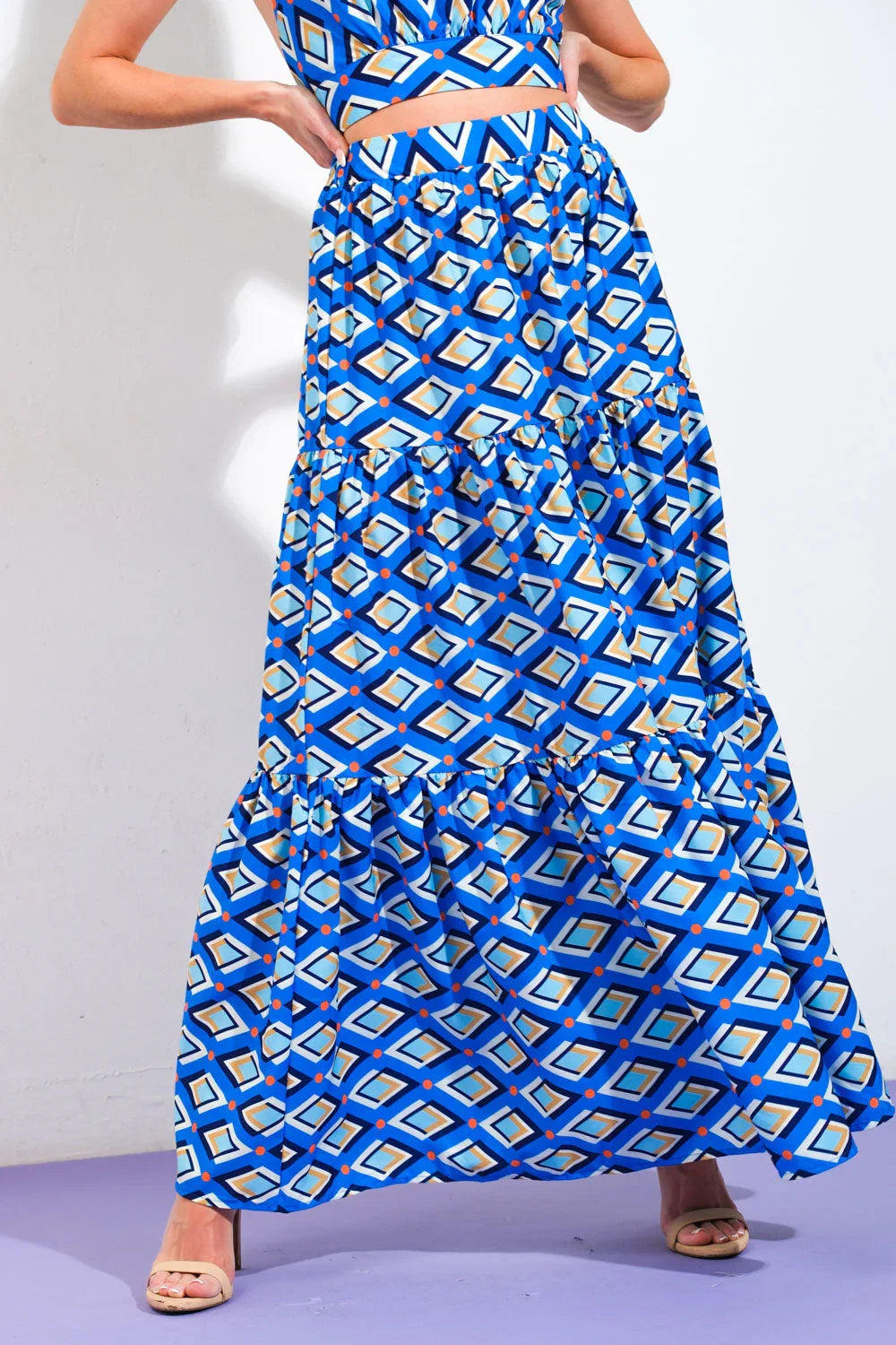 SUMMER JOURNEY BLUE TOP SKIRT SET