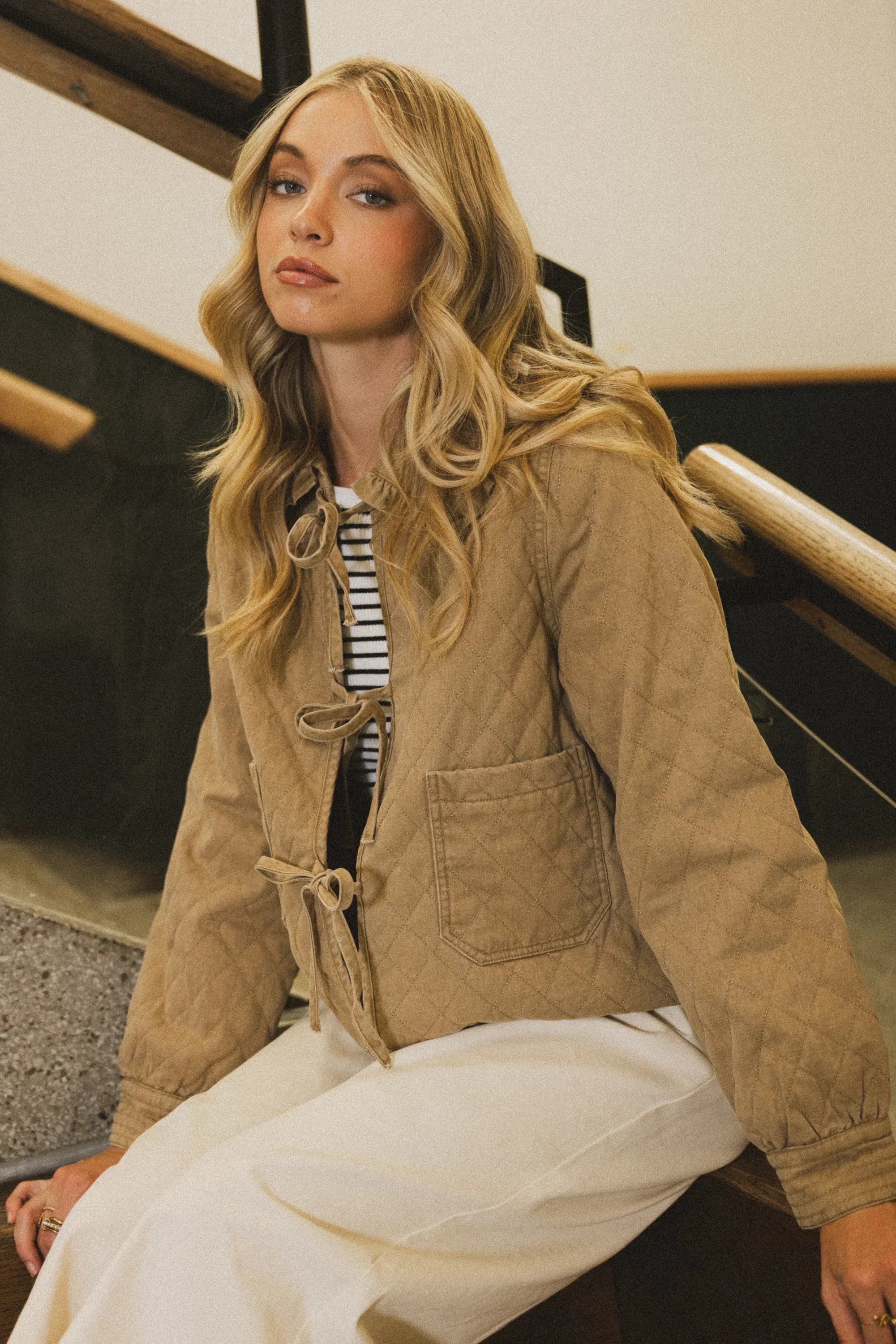 Tammy Collared Jacket in Khaki FINAL SALE