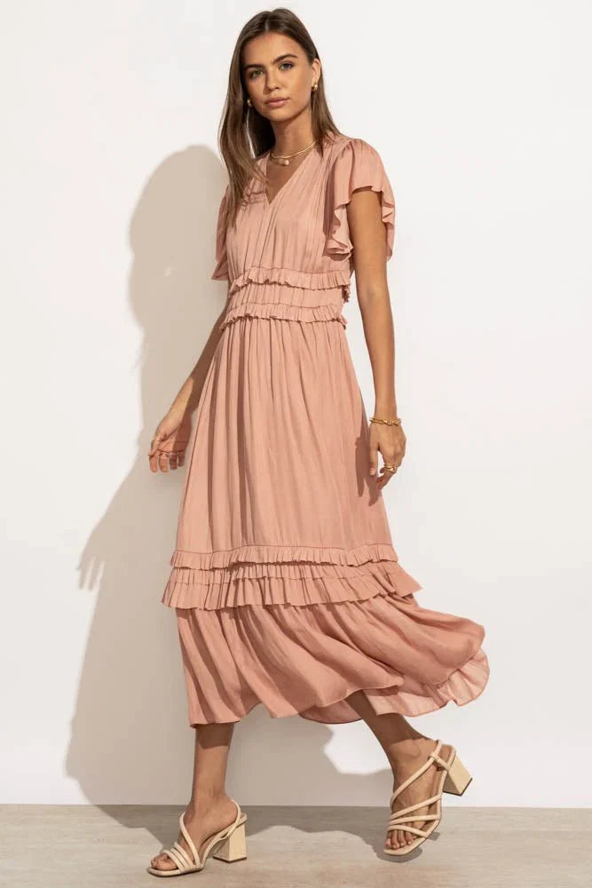 Willa Ruffle Dress in Blush FINAL SALE