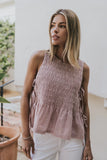 Jeremy Smocked Blouse in Berry