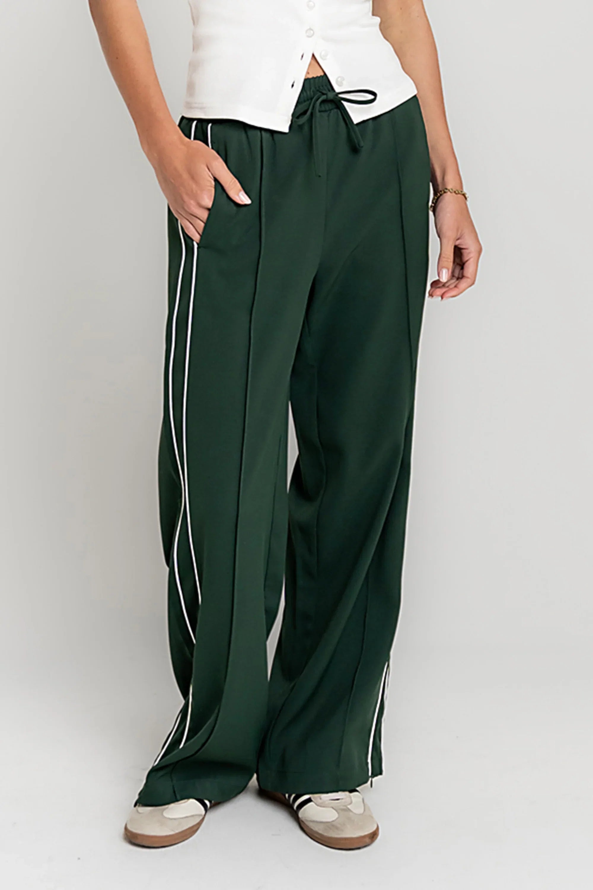 Emily Striped Wide Leg Pants in Green