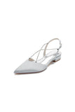 Satin Pointed Toe Beading Buckle Kitten Heels
