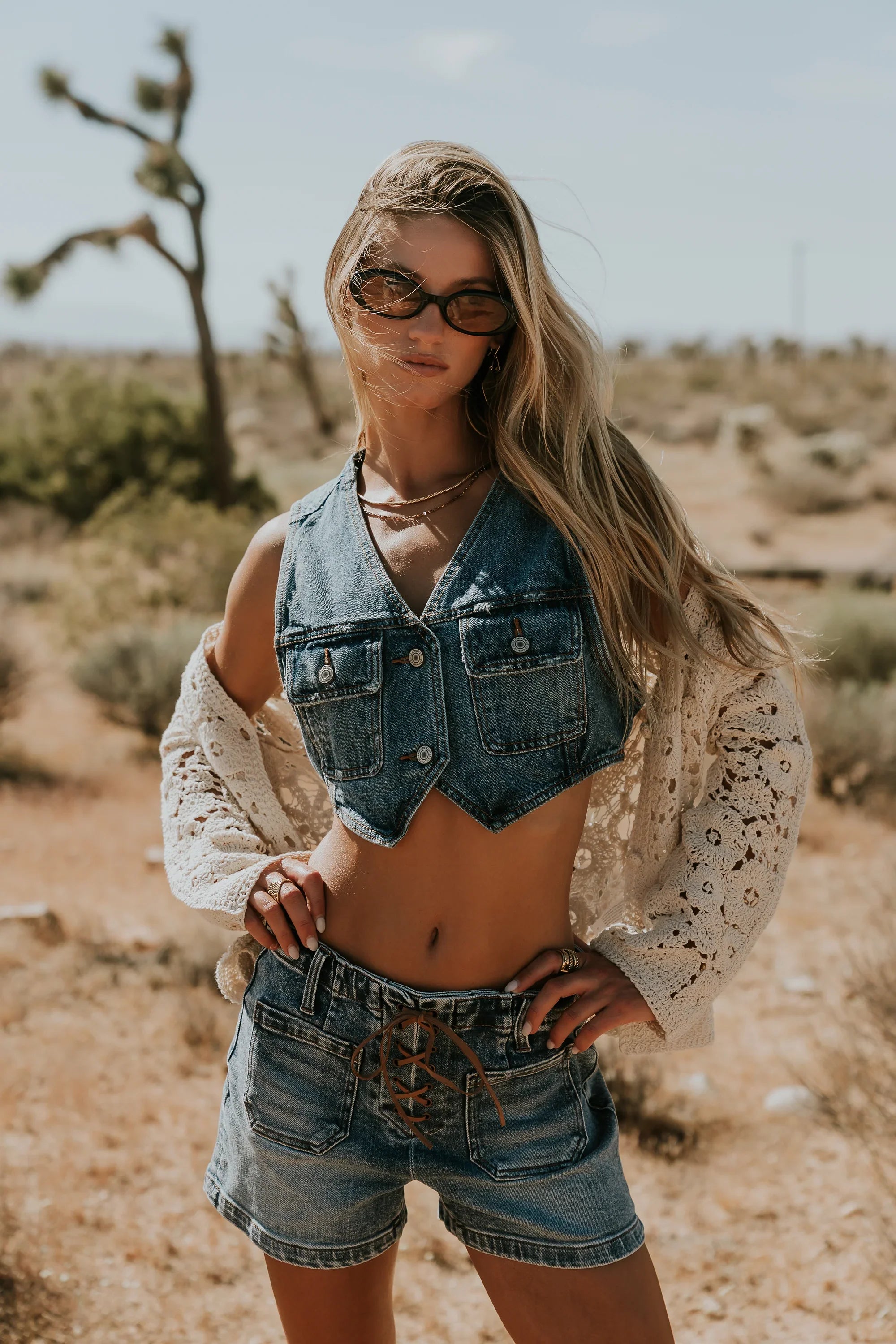 Quinton Cropped Denim Vest